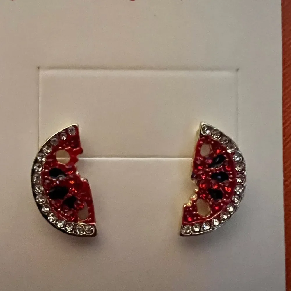 🍉 Betsey Johnson sparkling & sweet & juicy watermelon slice earrings 🍉